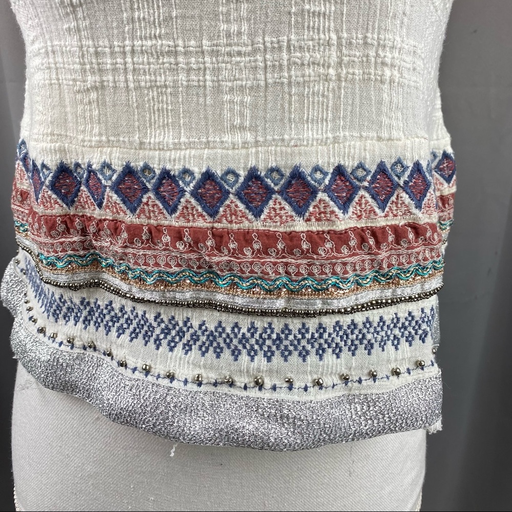 Ecote Beaded Linen Open Back Tank Top A14 - Picture 4 of 16